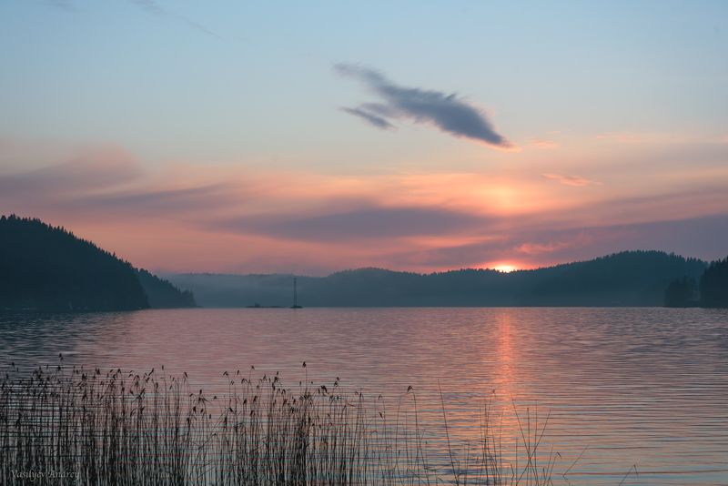 карелия, природа, залив кирьявалахти, закат Закат на заливе фото превью