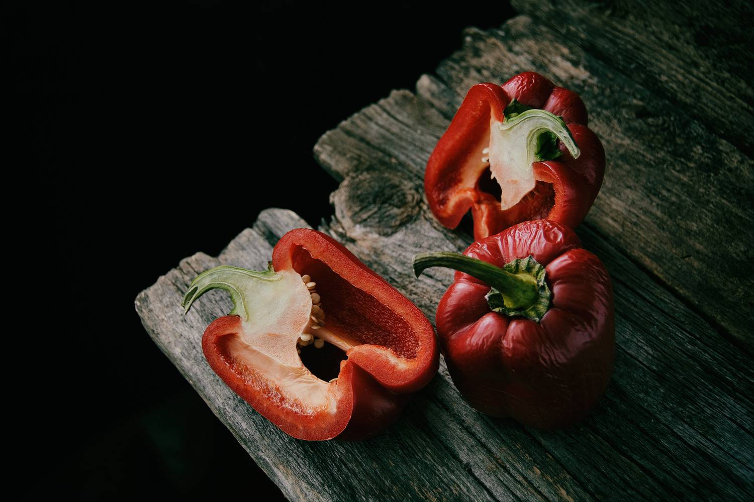сладкие перцы, красный, цветной, половинки, Баг Алексей