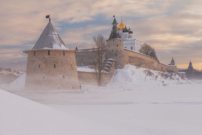 небо, зима, природа Вид на Кром фото превью