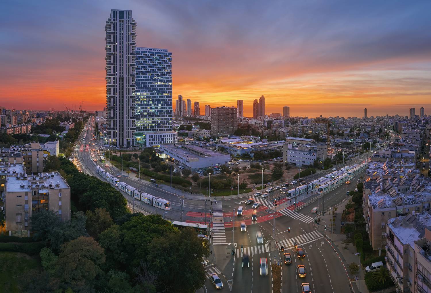 israel, tel-aviv, bat yam, sunset, drone, panoramic, Михаил Проскалов