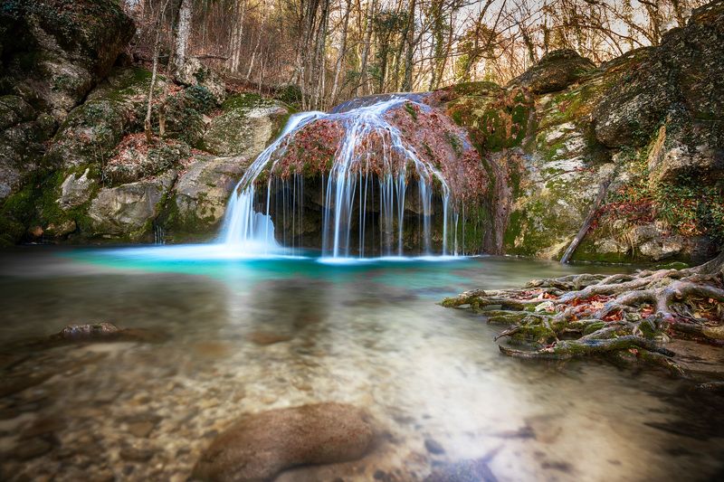водопад., осень Серебряные струи фото превью