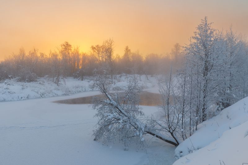 пейзаж рассвет зима снег Зимний рассвет фото превью