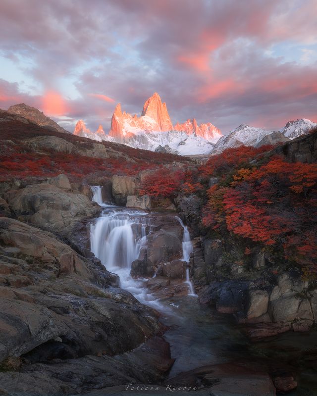 рассвет на водопаде фото превью