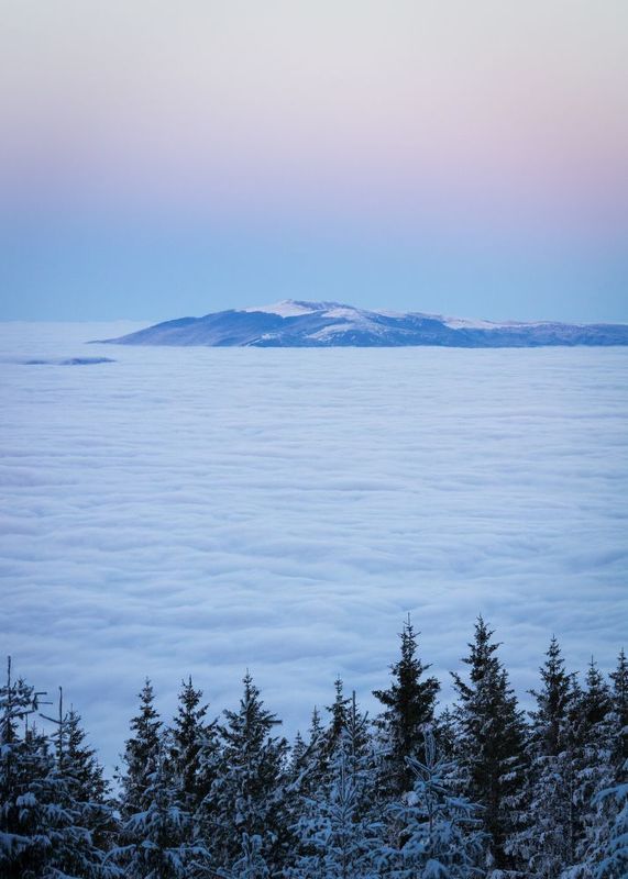 winter, clouds, mountain, peak Island in the sea of clouds фото превью