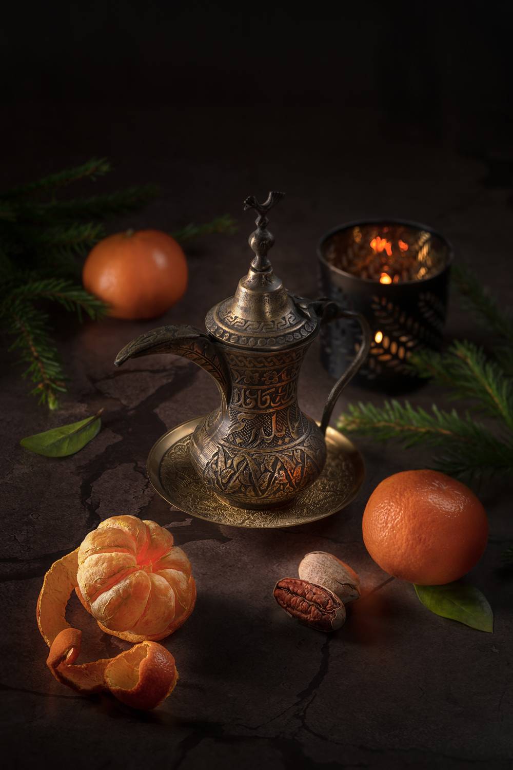 мандарины, далла, кофейник, восточный, свеча, ЯR Ольга