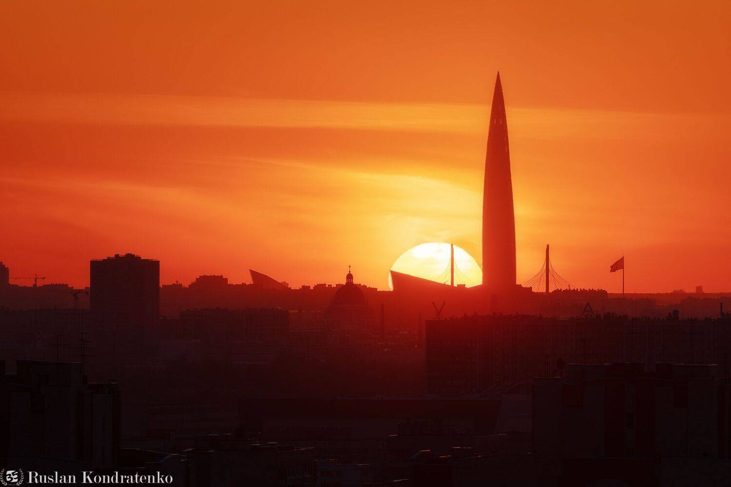 санкт-петербург, закат, лахта-центр, лахта, небоскреб, прострел, зенит арена, вантовый мост, зсд, троицкий собор, Кондратенко Руслан