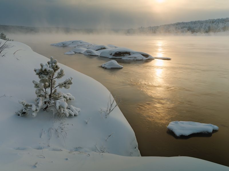сибирь, енисей, зима, река Провожая день... / Saying goodbye to the day... фото превью