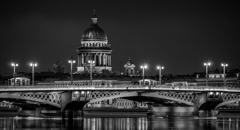 санкт-петербург, ночь, зима, спб, город, петербург Ночной Петербург фото превью