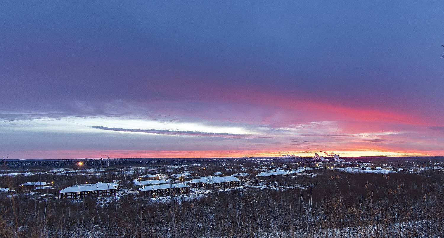 зима, посёлок, мороз, рассвет, Широких Александр