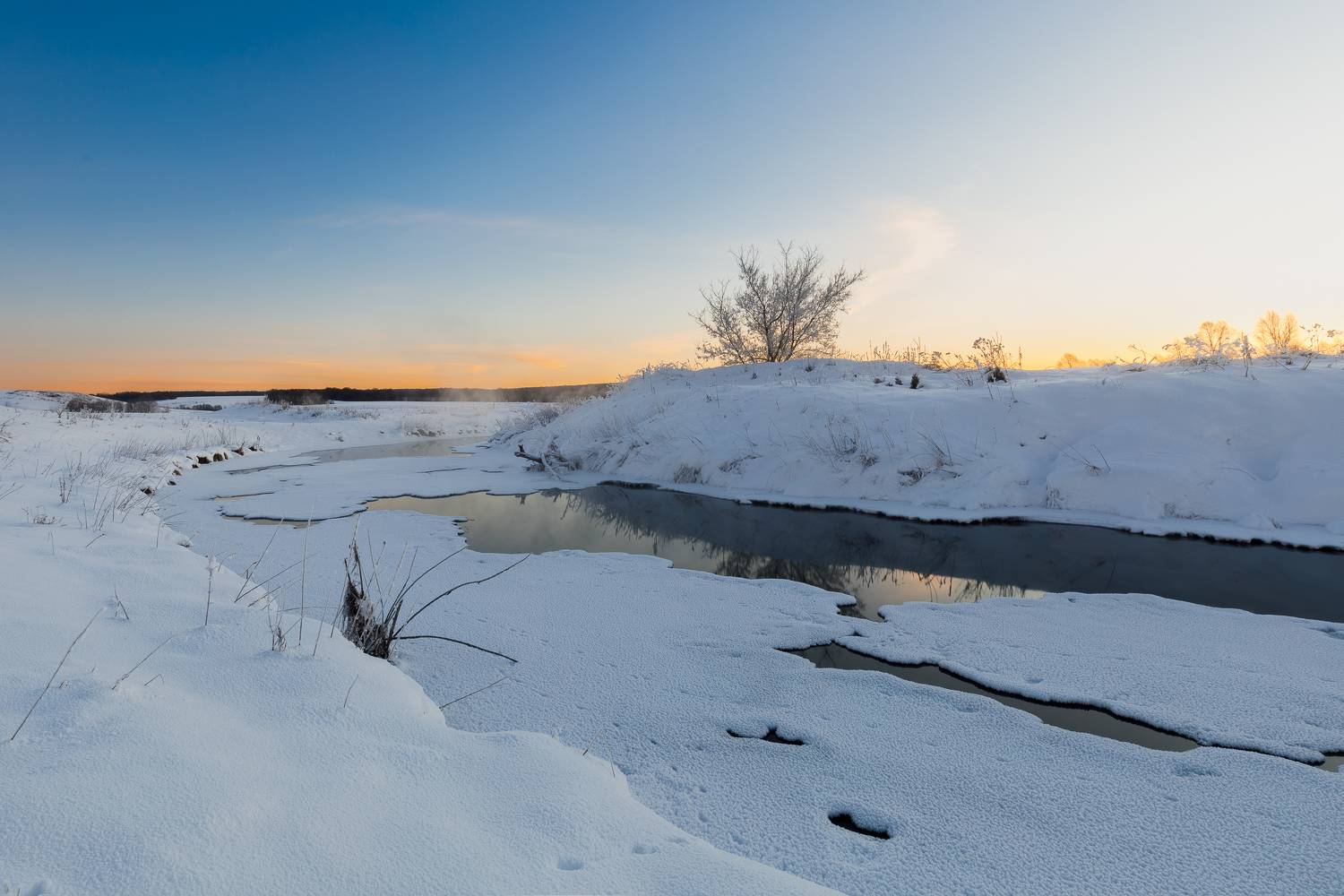пейзаж рассвет зима снег утро, Гильманов Артур