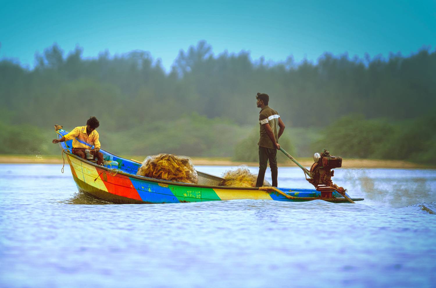 boat,sea,fishing,water,work,fishing,fishermen,moring,labor,backwaters, G N RAJA