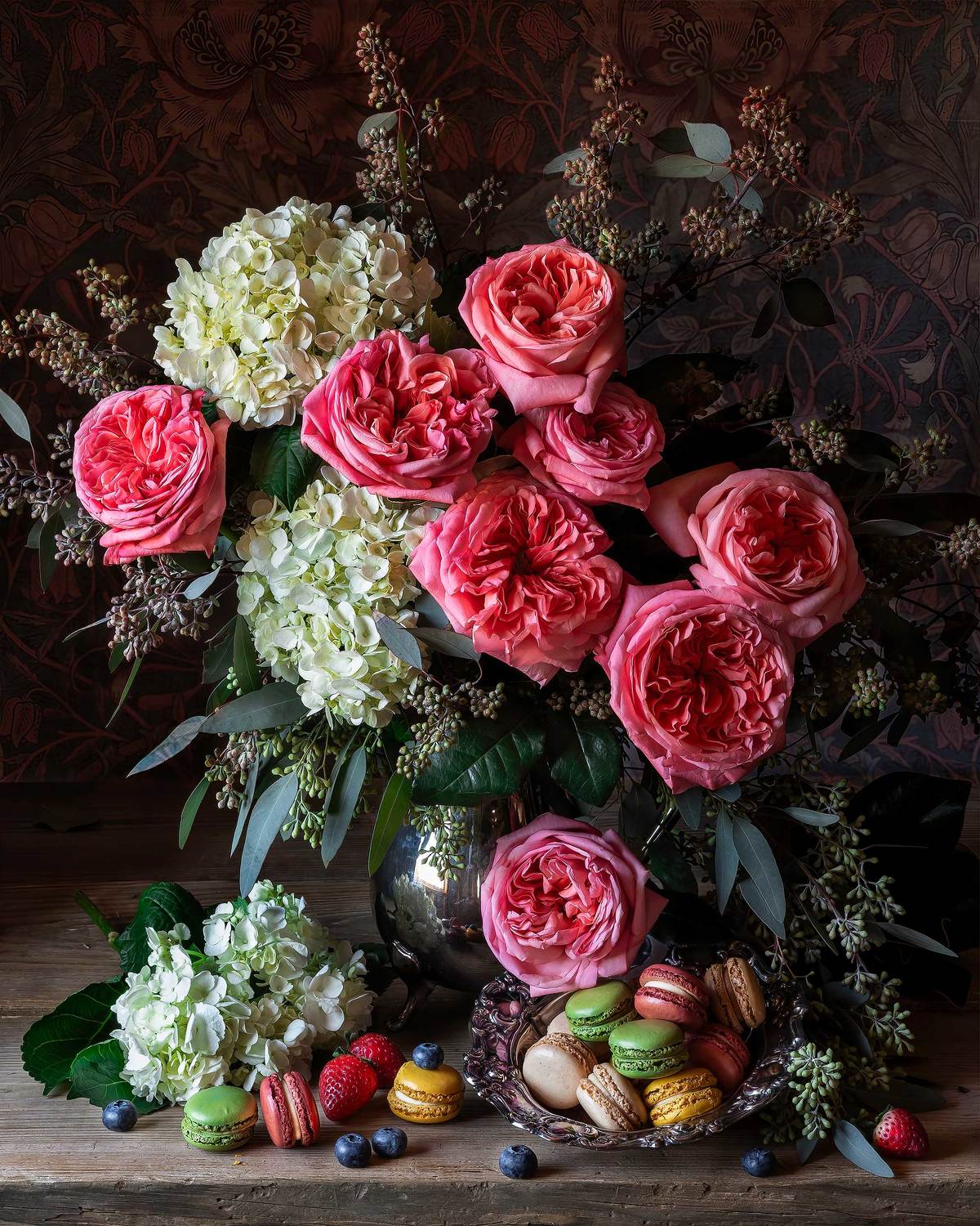 roses, english roses, botanical art, still life photography, pink roses, shakespeare, romantic, sweets, garden flowers, Слуцкая Яна