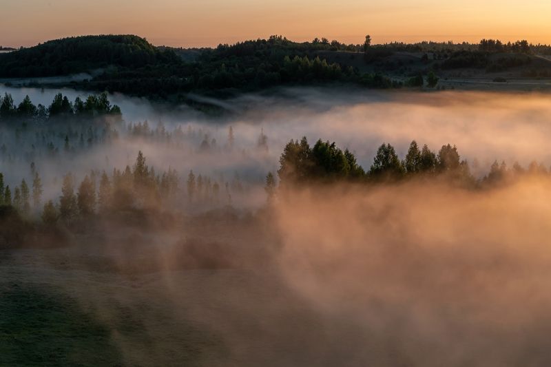 Туманное утро фото превью