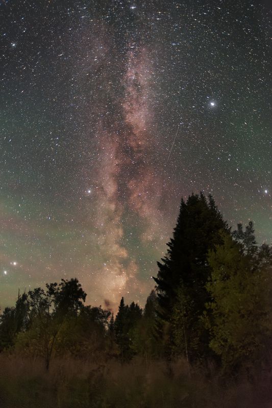 ночь, сибирь, звездное небо, млечный путь, тайга, night, nightphotography, stars, milkyway, longexposure Красочная ночь в Красноярском крае фото превью