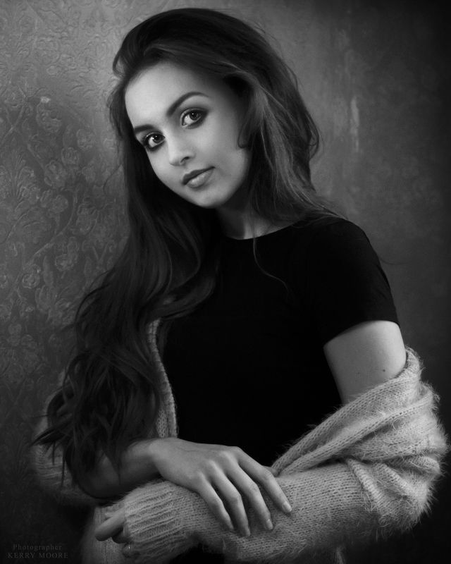 portrait, girl, woman,light, bw, cute, Elen фото превью