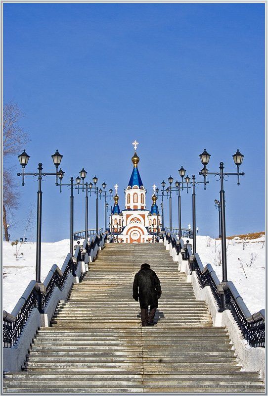 Хабаровск, храм, лестница  фото превью