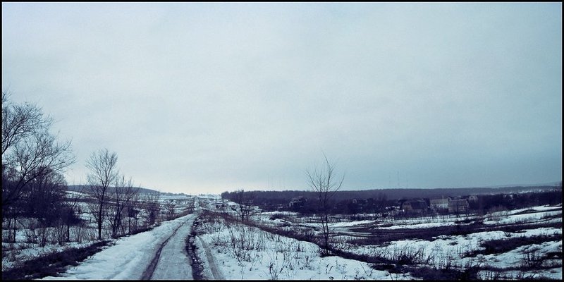 поле, лужи, снег, дома Р О Д И Н А фото превью