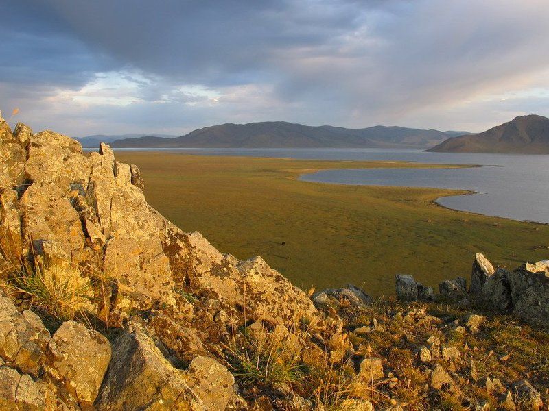 монголия, сагаан нуур, рассвет Начало дня на Белом озере фото превью