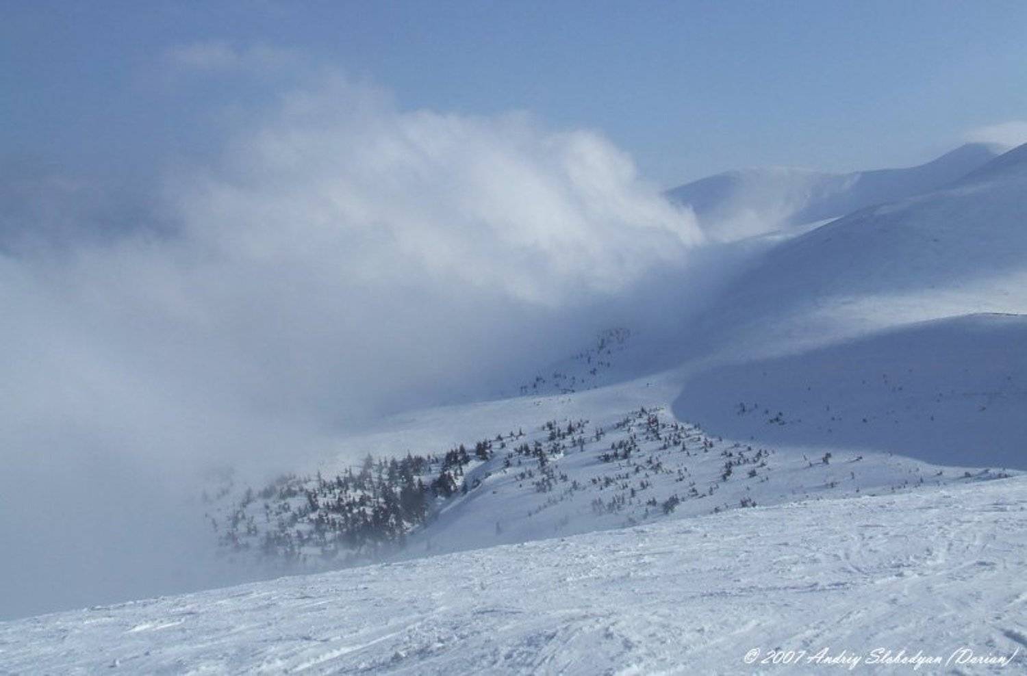 драгобрат, горы, карпаты, снег, тучи, облака, лыжи, небеса, туман, украина, Андрій Слободян