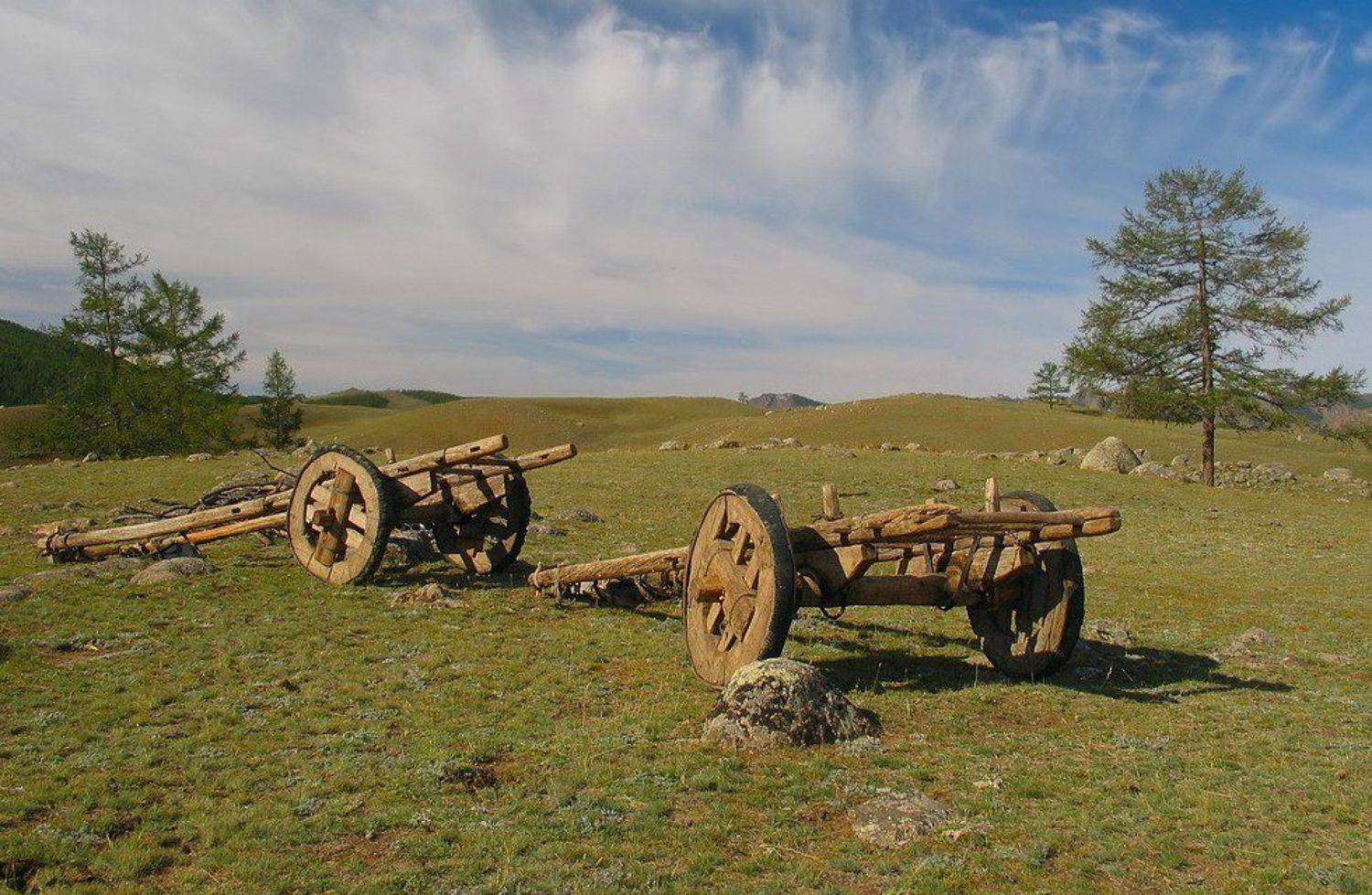монголия, деревянная телега, Олег Шубаров