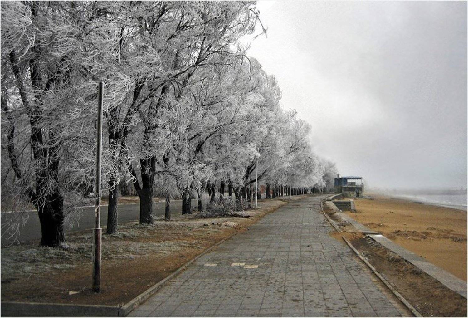 пляж, иней, песок, одиночество, пляжники, VEB