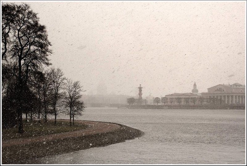 питер, петербург, стрелка, весна, снегопад зимние агонии фото превью