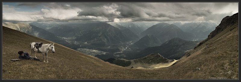 небо, горы, облака, лошадь, архыз,когда, до, неба, рукой, подать Когда до неба рукой подать фото превью