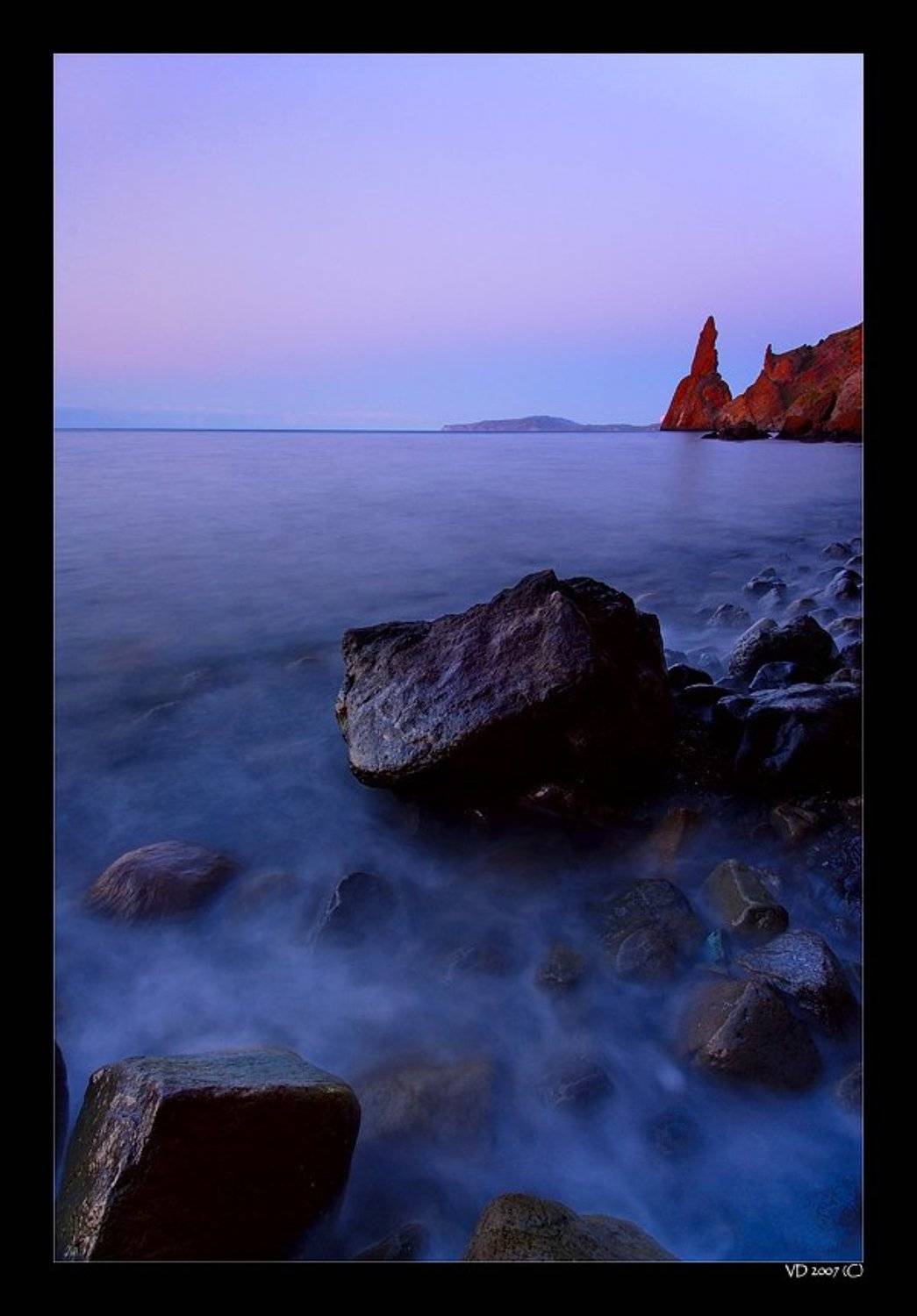 утро, море, скалы, луна, Виктор Державин