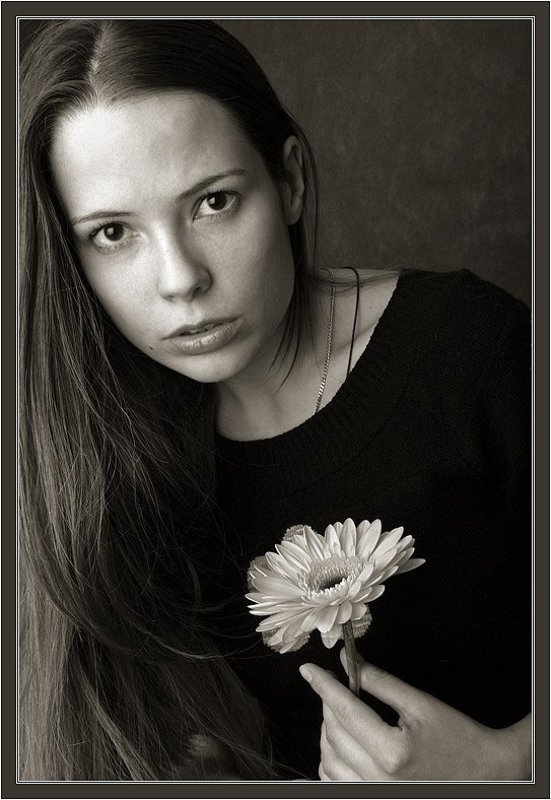 катю, портрет, цветок, гербера Портрет с герберой фото превью