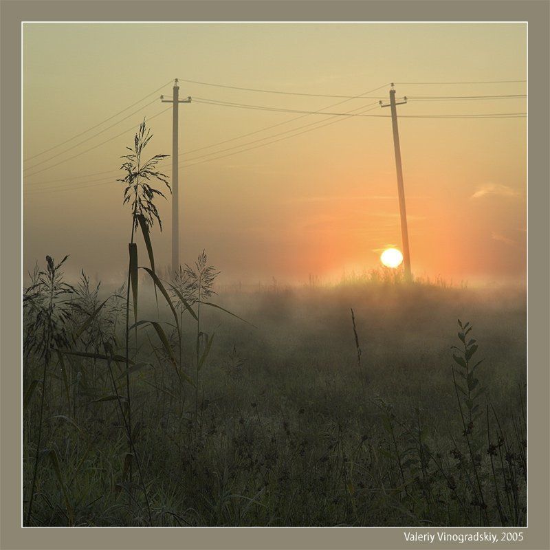 пейзаж, утро, восход, поле, столбы По дороге на Арзамас...утро... фото превью