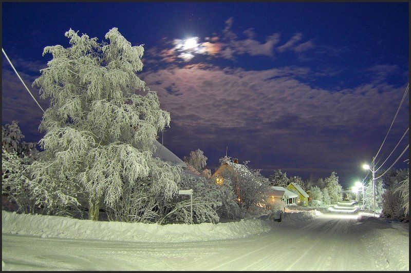 швеция,скандинавия,лапландия,зима,снег,пейзаж Зимняя улочка фото превью