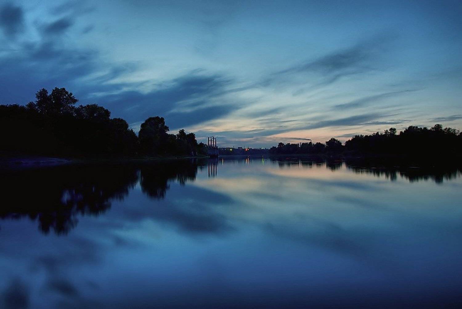 пейзаж, закат, ночь, вода, природа, лес, небо, Ростислав Росицкий