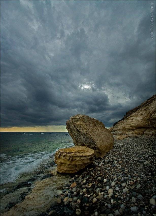 кипр, берег, камни, облака, бухта, афродиты, Виктор Перякин
