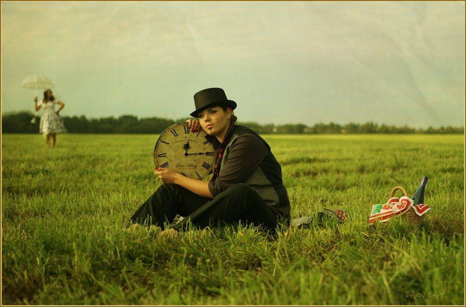 девочка, юноша, свидание, опоздание, пикник, время, ждать, сказка, история, Darn Cat