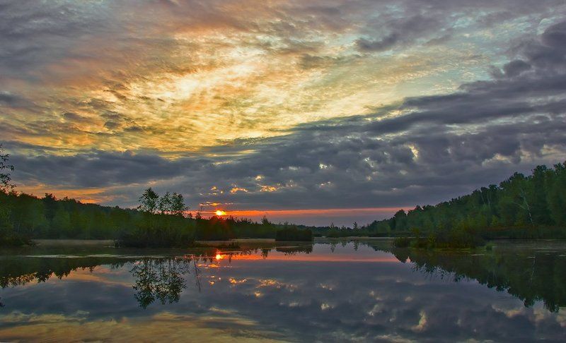рассвет, озеро, пруд Мещёрские рассветы фото превью