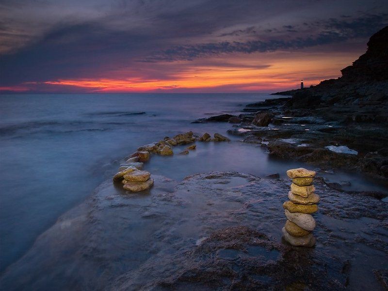 вечер,море,крым,камни  фото превью