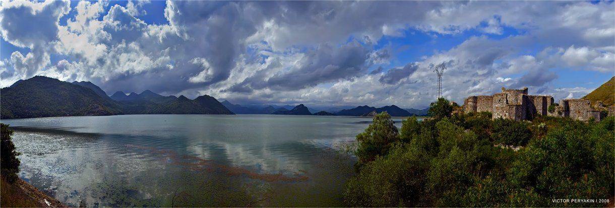 skadarsko, jezero, скадарское, озеро, черногория, горы, замок, развалины, облака, Виктор Перякин