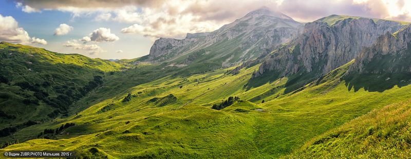 Zubrphoto, Горы, Кавказ, Лето, Оштен, Панорама Вечерний Оштен фото превью