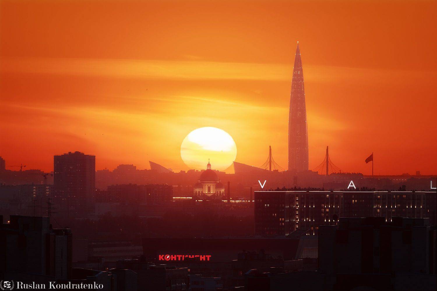 санкт-петербург, закат, лахта-центр, лахта, небоскреб, прострел, зенит арена, вантовый мост, зсд, троицкий собор, композитная фотография, time blending, Кондратенко Руслан