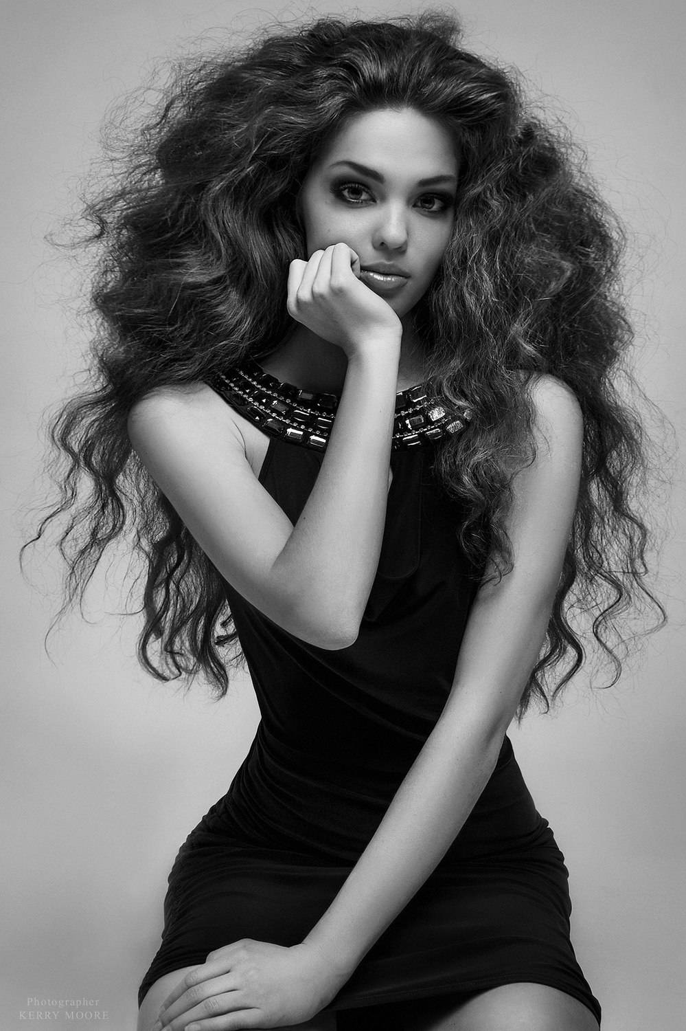 portrait, beauty, girl, model, eyes, woman, female, glamour, style, fashion, face, black and white, monochrome, light,  Kerry Moore