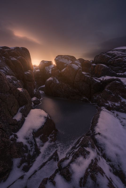север, кольский, зима, териберка, закат, скалы, фототур Закат в Териберке фото превью