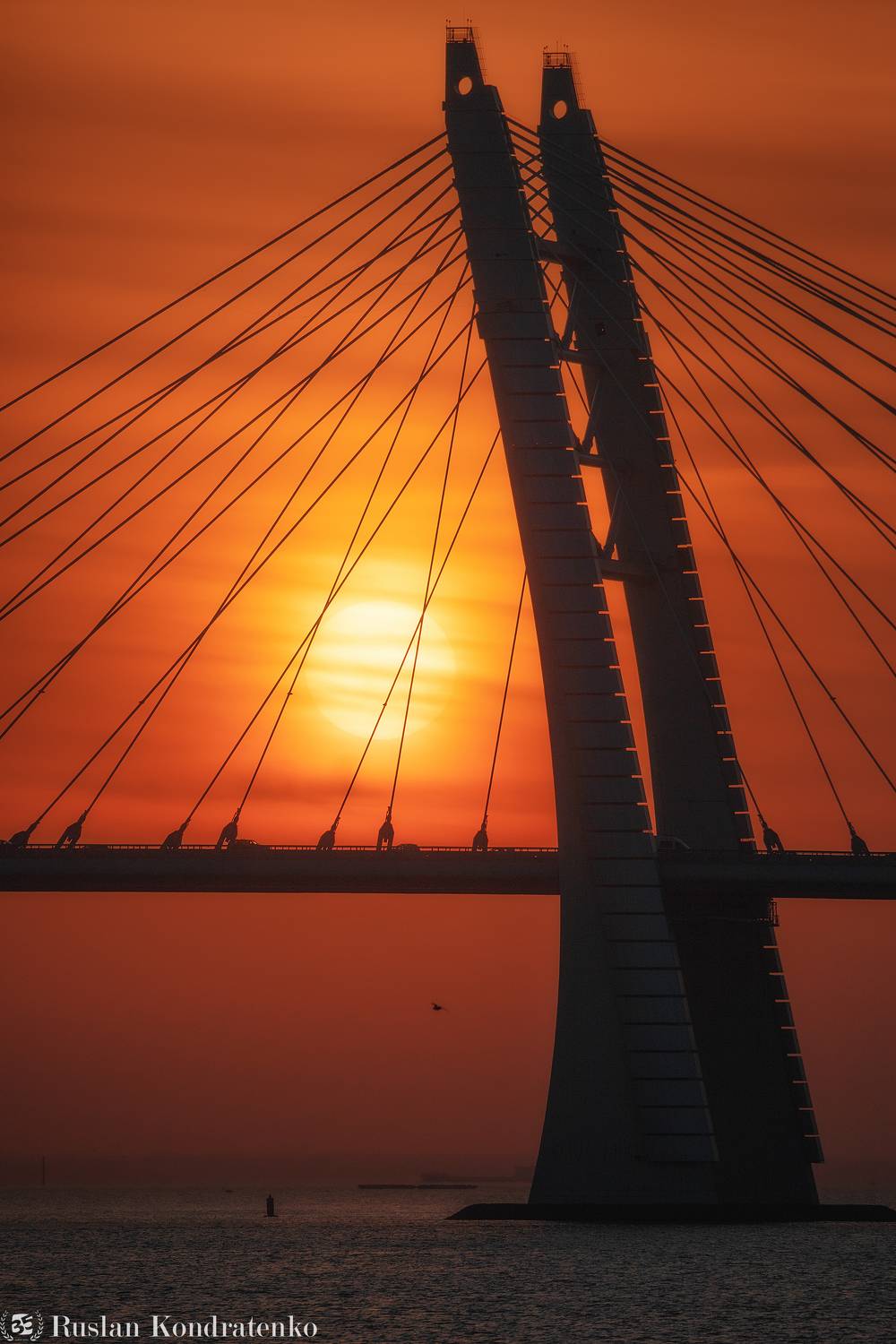 санкт-петербург, вантовый мост, закат, прострел, Кондратенко Руслан