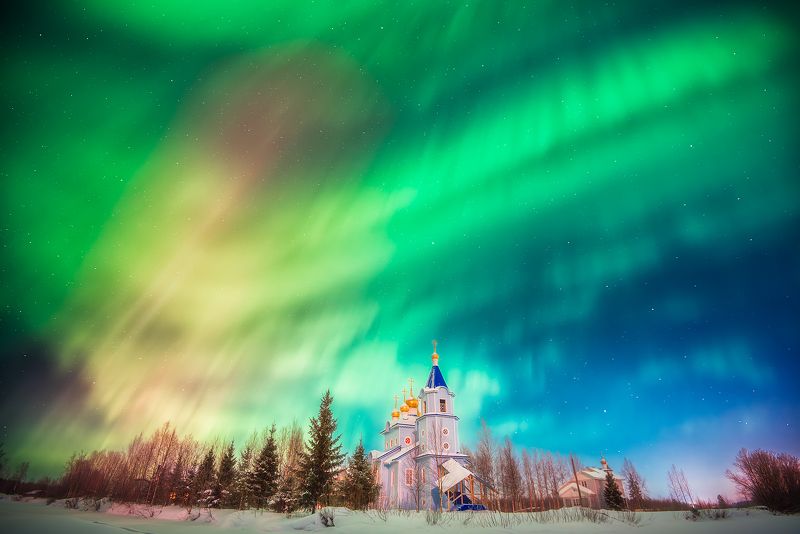 архангельская область, северное сияние, поморье Сияние в Радово фото превью