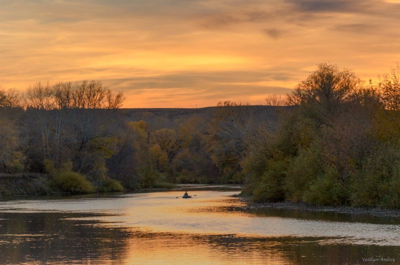осень, оренбургская область, закат, вечер, река урал *** фото превью