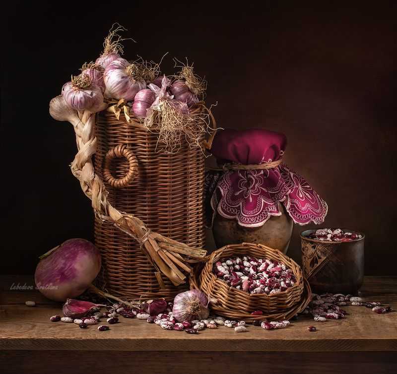 фасоль, натюрморт С чесноком и фасолью фото превью