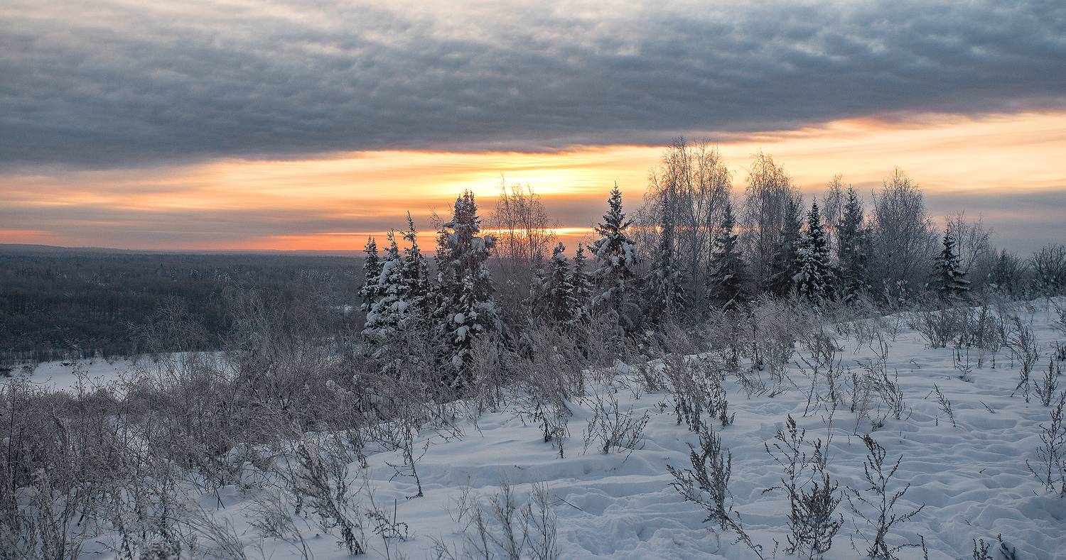 зима, снег, восход, берег, ули, Широких Александр