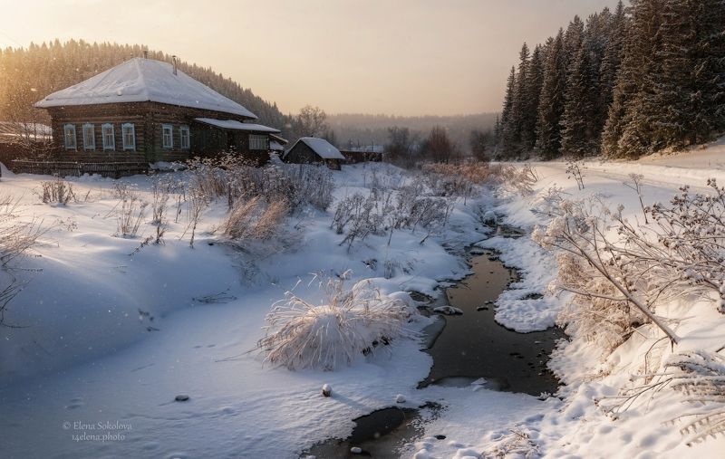 низкое, деревня, село, кишертка, зима, речка,снег Деревня Низкое и речка Кишертка фото превью