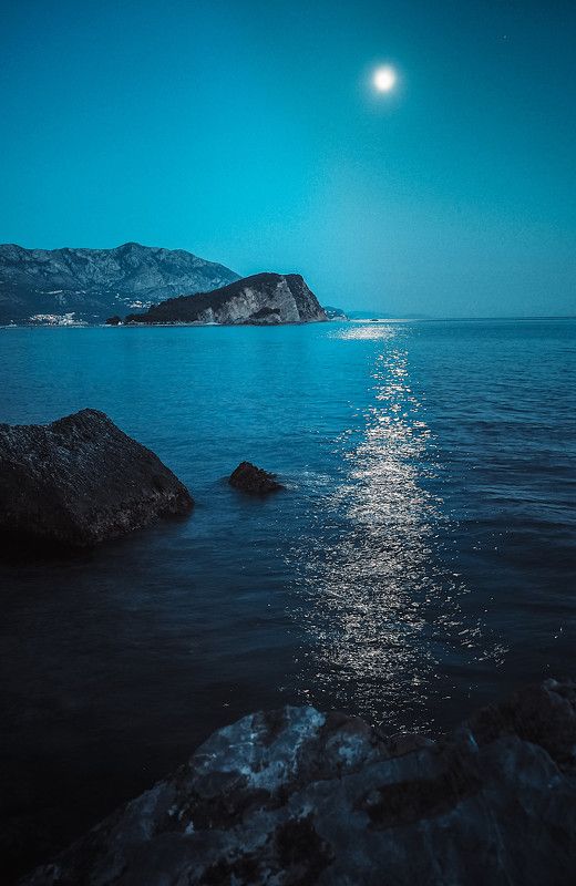 пейзаж, море, луна, ночь, landscape, sea, moon, night Серебро ночи фото превью