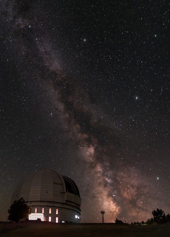 ночь, обсерватория, млечный путь, звездное небо, бта, milky way, stars, night, starry night, observatory БТА в компании старого друга фото превью