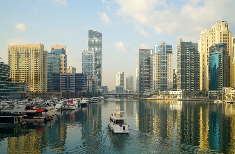 city, skyscraper, bay, architecture, yacht, embankment, building, pond, futurism, concept, megapolis Morning фото превью